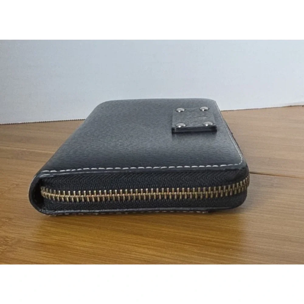 Kate Spade Black / Pink Zip‎ Around Neda Pebbled Leather Wallet/ Purse/Clutch